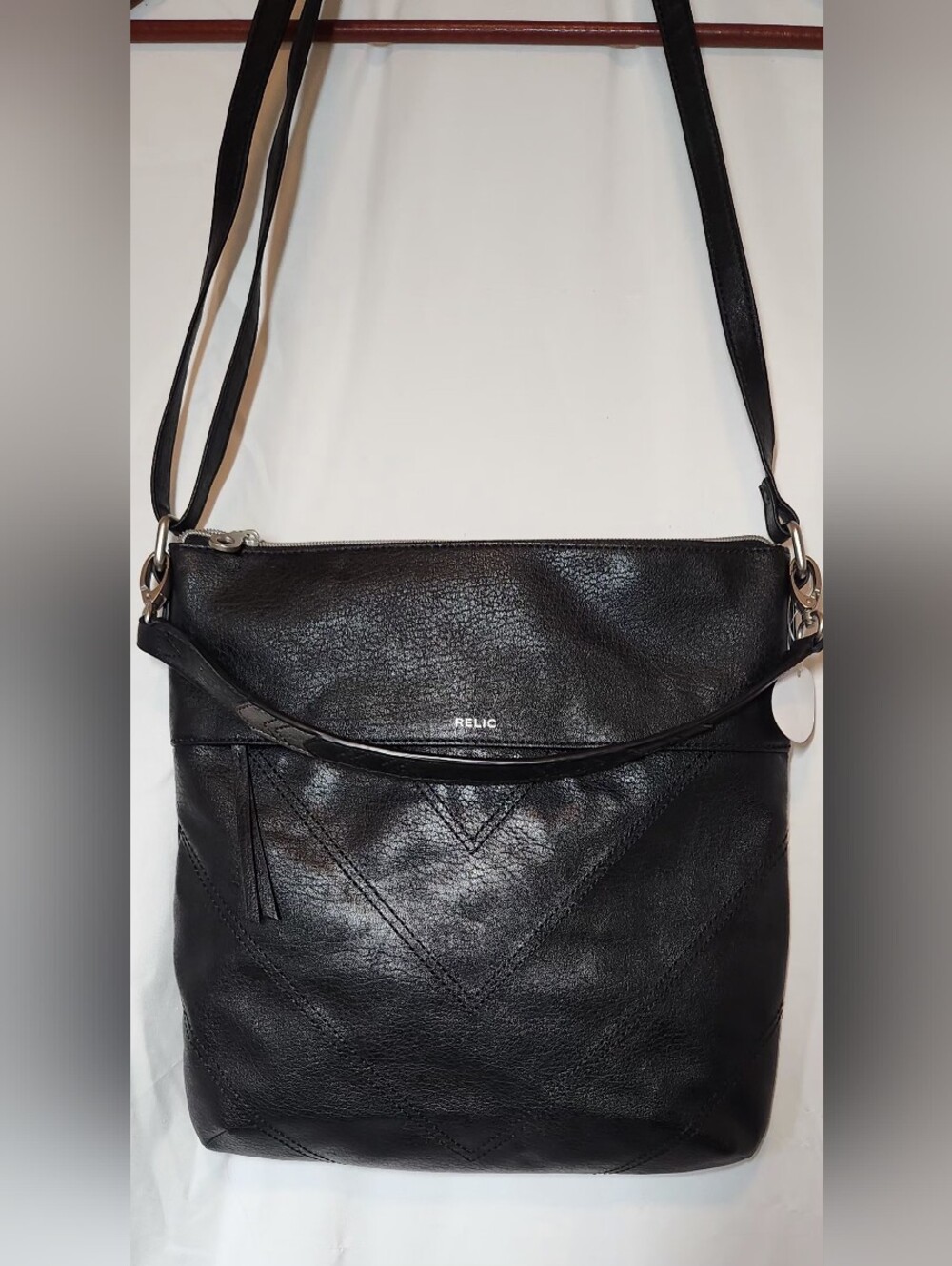 Relic by Fossil Black Sophie Chevron Versatile Crossbody Faux Leather Bag Purse